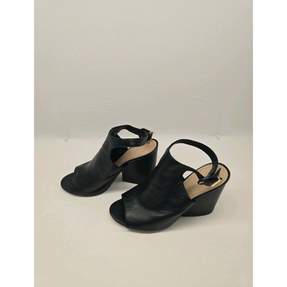 Tory Burch Grove Black Leather Open Peep Toe Ankle Booties Heel Sandals 9.5M